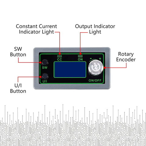 CNC Buck Adjustable Power Supply Module With LCD Display 0 To 50V 0 To 20A 1000W DC Converter Ammeter Voltage Regulator front view