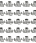 Top Shelf Four Pronged Tee Nuts Forged From Heavy Duty 304 Stainless Steel Matching 3 8 16 Thread Size Plus 7 16 Inch Barrel Depth Dead Simple Setup On Wood Furniture Cabinetry And Rigging Pro Grade 25 Pack in a row on a white background.