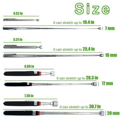 Telescopic Magnetic Pick Up Tools 4 Pack For Quick Grabs And Retrievals Adjustable Extendable Magnets With Non Slip Grips Lifts 1.5Lb 3Lb 10Lb And 15Lb Perfect For Home Garage And Shop Use