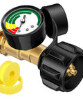 Propane Tank Gauge Level Indicator For 5 To 40 Pound Tanks With 100 Percent Brass Beefed Up Construction And Leak Proof Connection For RV Grill Heater And Fire Pit QCC1 Type1 Compatible Easy Read Propane Gauge