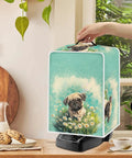 Floral Pug Coffee Machine Cover With Sturdy Top Handle, Waterproof Dustproof Kitchen Appliance Protector For Espresso Makers Blenders, Foldable Polyester Dust Guard Fits Like A Glove Setup That Looks Sharp On Counters in use.