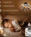 Ceiling Fan With Lights And Remote Control, 3 Color Temperature Dimmable LED, 3 Speed Quiet Motor, over sleeping child