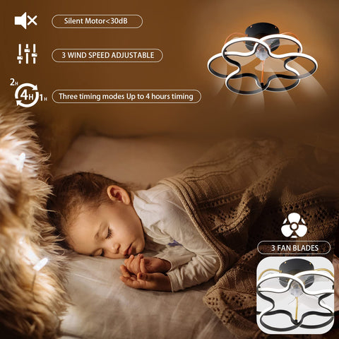 Ceiling Fan With Lights And Remote Control, 3 Color Temperature Dimmable LED, 3 Speed Quiet Motor, over sleeping child