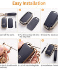 Installation steps for Porsche Key Fob Cover With Leather Lanyard, Built To Last 360 Degree Protection For Macan Cayenne Panamera 911 Boxster Cayman 718 Smart Key