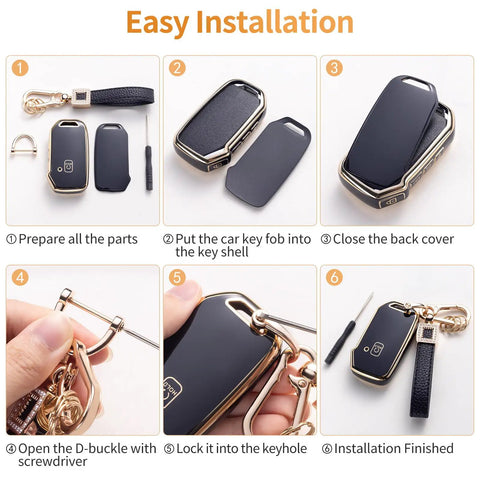 Installation steps for Porsche Key Fob Cover With Leather Lanyard, Built To Last 360 Degree Protection For Macan Cayenne Panamera 911 Boxster Cayman 718 Smart Key