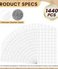 Clear Circle Stickers 1 Inch, 1440 Count on 20 Sheets, Glossy PET Film Seals for Packaging to Neatly Close Envelopes and Lightweight Paper Without Covering Logos or Text.