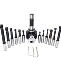 R8 Shank Boring Head Set With Carbide Boring Bars, 3 Inch Head, 3/4 Inch Bore, 12 Piece Milling Kit, Adjustable Offset, Precise 0.0005 Inch Graduations