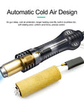 Close-up of 858D Plus Hot Air Desoldering Station with LCD Display Pro Grade Rework Tool showing cold air design feature.