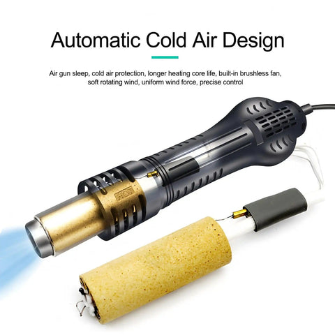 858D Plus Lead Free Hot Air Desoldering Station with LCD Digital Display, brushless fan, automatic cold air design.
