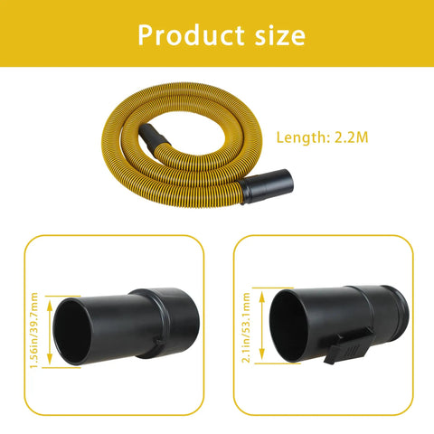 Direct Replacement Shop Vac Hose 1-7/8 Inch For 6-10 Gallon Wet Dry Vac Fits Standard Attachments, coiled with dimensions shown