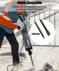 Pneumatic Cold Chisel Set With Flat And Point Chisels For Concrete And Tile, air hammer compatible, in use