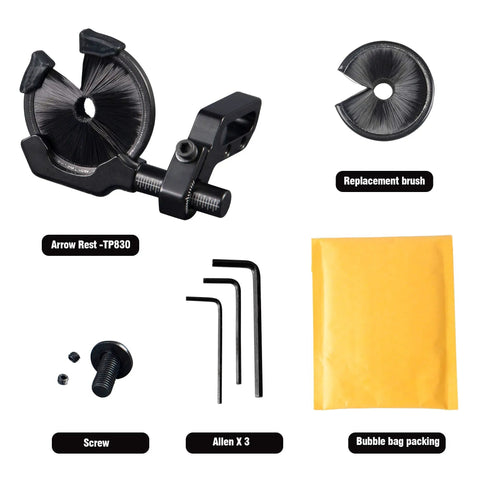 Full Containment Brush Arrow Rest For Archery With Adjustable, Replaceable Launcher And All Weather Build, parts included