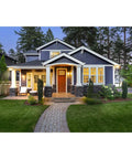 Suburban house with TGS Outdoor Integrated LED Flood Light Security Light With Square Head White, illuminated at dusk