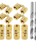 Hidden Brass Barrel Hinges Set With Drill Bit For Wooden Boxes, 16 Piece Kit Includes 8mm And 10mm Hidden Hinges
