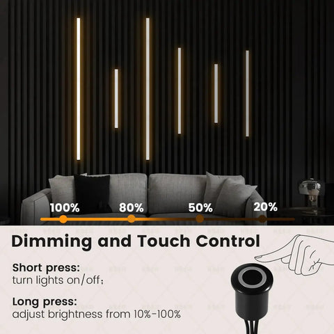 Six Light LED Recessed Wall Panel Lighting Kit For Wood Slat Walls DIY Friendly With Self Adhesive Strip Lights 4000K Dimmable