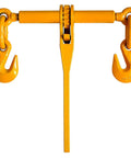 Heavy Duty Ratchet Load Binder For 3/8 To 1/2 Inch Grade 70 Transport Chain, 360 Degree Swivel Grab Hooks, 9,200 Lbs Safe Working Load, Yellow