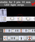 Close-up of 10mm 3 Pin LED Strip Connectors Kit Solderless for WS2811 WS2812B SK6812 RGB Light Strips with connector details