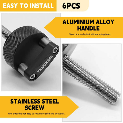 Close-up of the Quick Release Thumb Screw Jeep Hard Top Fastener Kit for Wrangler JK 2007 to 2018, JL 2018 to 2022 and Gladiator JT, showing aluminum handle with D-ring.