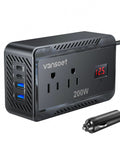 High Performance Car Power Inverter Converts DC 12V To AC 110V With Dual USB Ports And Voltage Display, sleek design with digital display.