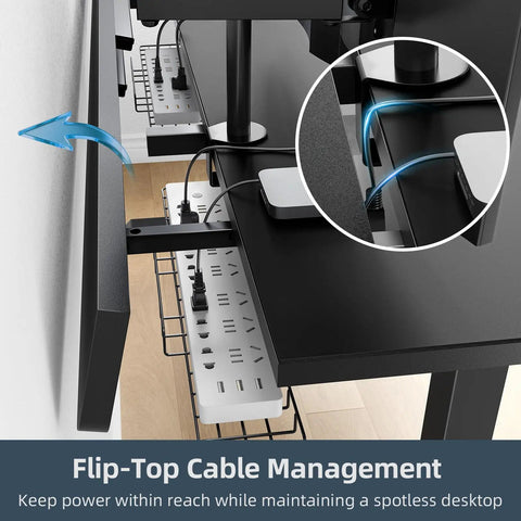Electric Standing Desk with Lift Top Cable Management, Sit Stand Mode, 60 by 30 Inches, dual beam frame, clean setup