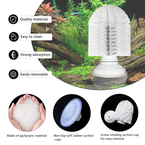 Upgraded Turtle Scrub Brush With Suction Cup For Glass Mounting Screws Tighten For A Firm Grip Slips Not Ideal Turtle Bath Accessory To Clean Back And Abdomen And Remove Dirt With Easy Clean Up. white PP TPR PVC brush with suction cup, tank wall mounted