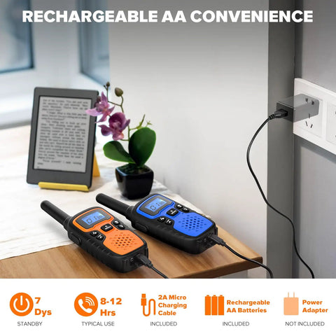 Long Range Rechargeable Walkie Talkies For Adults And Kids 4 Pack With SOS Siren NOAA Weather Alerts Lamp USB Charging visible charging