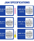 Jaw specifications for 6 In 1 Ratchet Crimping Tool Set With Interchangeable Dies For Wire Ferrules, Heat Shrink Terminals