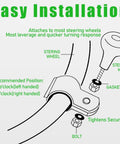Diagram of Woodgrain Steering Wheel Spinner Knob With Ball Bearing installation on vehicle steering wheel.