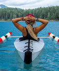 Portable Kayak Stabilizer With Detachable Outriggers For Canoes And Inflatable Boats, Quick Release Buttons on calm water