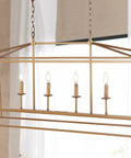 Solid Six Light Pagoda Pendant Ceiling Lamp Offering Wide Forty Nine Inch Open Wire Cage Frame Finished In Classy Antique Gold Color Combined With Timeless Energy Saving Led Bulbs For Quick Home Glow Up And Easy Install.
