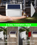 Solar Fence Lights 12 Pack Outdoor Waterproof Deck Lights for Garden with two easy no wiring install ways, dimensions shown