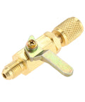 Air Conditioning Ball Valve One Quarter Inch SAE Adapter Straight Shut Off For HVAC Service Tools, brass body with lever handle