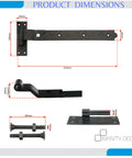Heavy Duty Hook And Band Hinges For Shed Barn Gates Badass Durability And Sturdy As Heck Solid Black Metal Hardware dimensions diagram.