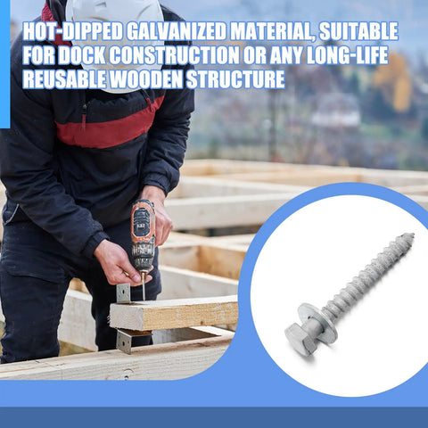 Heavy Duty Wood Lag Screws Kit Three Eighths Inch By Three Inches Hex Head Lag Bolts With Washers in wooden framework