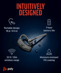 Single Ear Bluetooth Headset With Noise Canceling Microphone, ergonomic design, moisture-resistant, 7-hour battery.