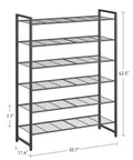 Metal Shoe Organizer 6 Tier Shoe Rack Holds Up To 30 Pairs Space Saving Garage Closet Entryway Storage Black Durable Metal Build With Anti Tip And No Fuss Assembly Keeps Shoes Neat And Accessible In Any Hallway Or Mudroom, dimensions 42.5x32.7x11.4 inches