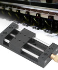 Manual Linear Slide With Aluminum Base Table Ball Screw Motion Rail Precision Linear Bearing Guide 75mm Stroke, front view