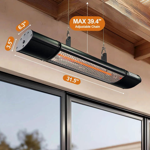 Outdoor Electric Infrared Patio Heater With Remote Control Wall Or Ceiling Mount 1500W Cozy Indoor Outdoor Use