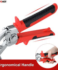 Close-up of the 3 Inch Offset Sheet Metal Bender Hand Seamer with ergonomic red-black handle for bending and flattening metal