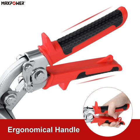 Close-up of the 3 Inch Offset Sheet Metal Bender Hand Seamer with ergonomic red-black handle for bending and flattening metal