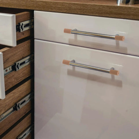 Brown Silicone Corner Guards For Furniture And Drawer Handles Soft Round Edge Protectors on silver handles in kitchen