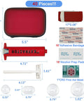 Image of All Purpose Snake Bite Kit For Humans And Pets With Venom Extractor Pump, showing red carrying case, suction pump, and various first aid supplies.