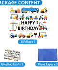 Construction Birthday Gift Bags For Boys With Tissue Paper And Greeting Card 13 Inch Vehicle Theme Trucks Excavators And Cranes Ready To Gift Party Bag Bundle For Kids