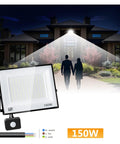 JUDYSSY Led Floodlight Motion Sensor Led Reflector 150W Outdoor Waterproof Spotlight illuminating garden at night.
