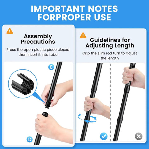 Corner Shower Caddy Tension Pole 4 Tier Rustproof Shelves Adjustable assembly instructions with hands showing pole adjustment.