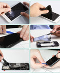 172 In 1 Magnetic Precision Screwdriver Kit With 156 Bits For Phones Computers Electronics Watches Laptops And Eyeglasses, Portable Repair Tool Set for DIY Fixes and On The Go Tech Maintenance, showcasing mobile phone repair process.
