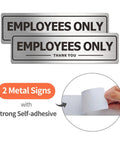 Two Pack Employees Only Door Sign For Office And Business Durable Aluminum Metal Sign With Strong Self Adhesive Weatherproof