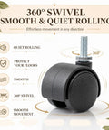 Pack Of Eight Heavy Duty Black Nylon Swivel Caster Wheels Featuring Secure M6 Threaded Stems Built Tough For The Daily Grind rolling smoothly