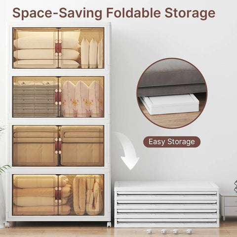Ultra Large 720 Quart Stackable Storage Bins With Lids And Wheels Four Tier Closet Organizers For Bedroom Dorm Office Garage