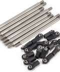 Stainless Steel 5mm Link Rods Set With M4 Rod Ends For 1X10 RC Crawler 275mm Wheelbase 4 Link Suspension Chassis Upgrade Easy To Install Durable SCX10 D90 TF2 DIY Part shown from top view